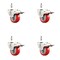 Service Caster 3 Inch 316SS Red Polyurethane Wheel Swivel 3/8 Inch Stem Caster Set Lock Brake SS316TSTTL20S314-PPUB-RED-381615-4 - alternate 1